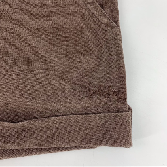 Billabong Brown Linen Blend Button Front Cuffed Shorts, 7 - Picture 13 of 15